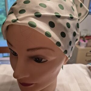 Vintage Green Polka Dot Headscarf